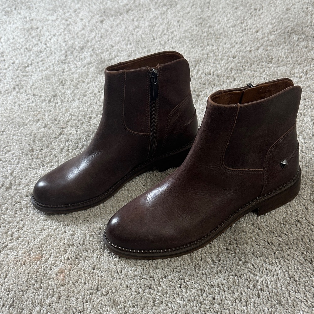 Franco Sarto Brown Leather Ankle Boots